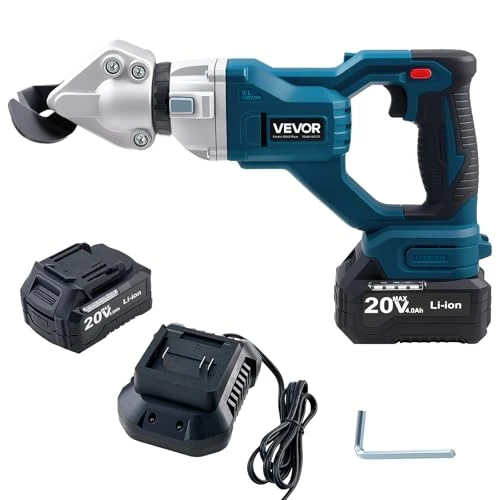 Limited-time offer: VEVOR Metal Shear, Cordless Sheet Metal Cutter with 360-Degree Pivoting Head, Double Blades, 110VAC 20VDC, Cuts 18 GA Galvanized Steel, 20 GA Stainless Steel, Aluminum, Plastic, Cardboard, 2800SPM from $109.90 to $63.20 (save 42%)