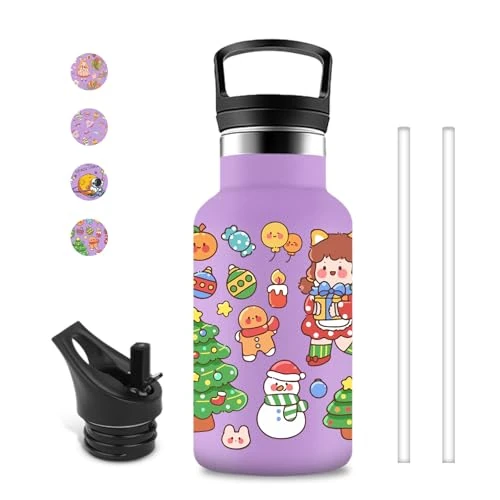 Offerta a tempo: Borraccia Bambini, 350ml, Borraccia Termica Senza BPA, Borracce con Cannuccia, Borracce Acciaio Inox, Facile da Trasportare, per Scuole, Ufficio, Caffè, Campeggio - 0.00% da 11.99 € a 11.99 €