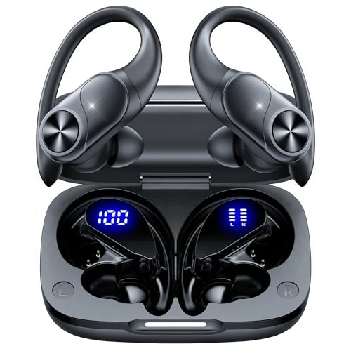 Oferta limitada: Auriculares Inalámbricos Bluetooth Deportivos 5.3 , 80h Autonomía, Doble Pantalla LED Batería, IPX7 Resistentes, Micrófono Integrado, Controles Físicos, Auriculares para Correr con Gancho de Oreja de 29.99 EUR a 29.99 EUR (ahorro 0%)