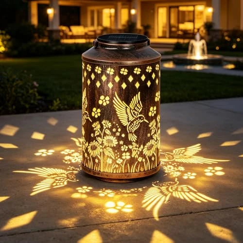 Offre limitée : OUTONLIFE Cadeaux pour Femme, Maman, Grand-Mère, Lanterne Solaire Exterieur Colibri, Étanche, Lampe Solaire Métal pour Jardin, Patio, Allée, Décoration de 19.99 € à 7.59 € (62% de remise)