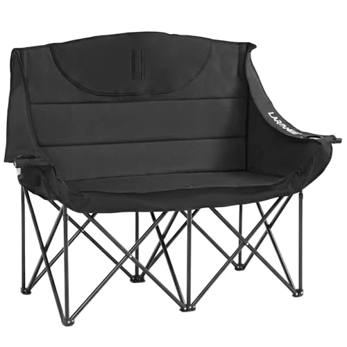 Oferta limitada: LARMNEE Sofá de Camping Plegable con 2 Portavasos, Sofá Doble de Camping, Ancho 50 cm, Silla Plegable con Carga de 200 kg, para 2 Personas, con Bolsa de Transporte, Pesca, Negro EBK03LC02 de 31.99 € a 29.39 € (ahorro 8%)