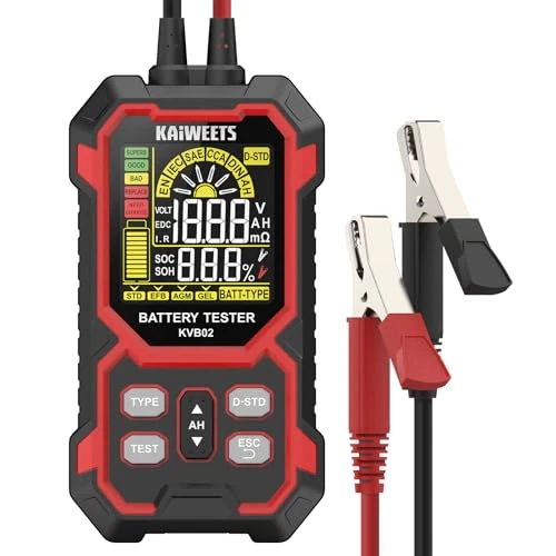 Offerta a tempo: KAIWEETS Tester Batteria Auto 12V/24V Digitale Test Batteria Auto 50–2000 CCA con Analisi SOH/SOC Display LCD Test Avviamento per Veicolo/SUV/Veicolo - 36% da 35.99 € a 23.20 €