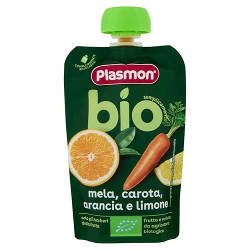 Offerta a tempo: Plasmon BIO Frullati Frutta Mela, Carota, Arancia e Limone - 100 g (6 Pezzi) - 24% da 8.94 € a 6.79 €