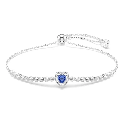 Swarovski Pulsera One, Tallas mixtas, Corazón, Azul, Baño de rodio