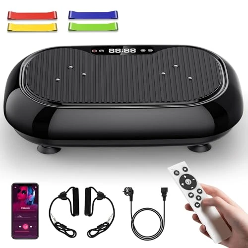 Offre limitée : Plateforme Vibrante, Plaque Vibrante avec 9 Modes, 120 Vitesses Réglables, 4 Bandes de Résistance, Capacité 150 kg, Haut-Parleur Bluetooth, Télécommande, pour Entraînement Complet du Corps de 109.99 € à 109.99 € (0.00% de remise)
