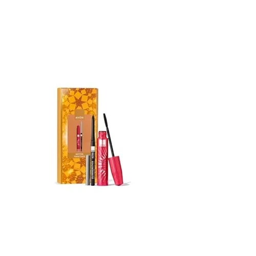 AVON Better Together Geschenkset | Fanomenal Volume und Separation Mascara 10ml Glimmerstick Duo Chrome Eyeliner Bronze Flash 0,35g und Geschenkbox | Perfekte Augen Make-up