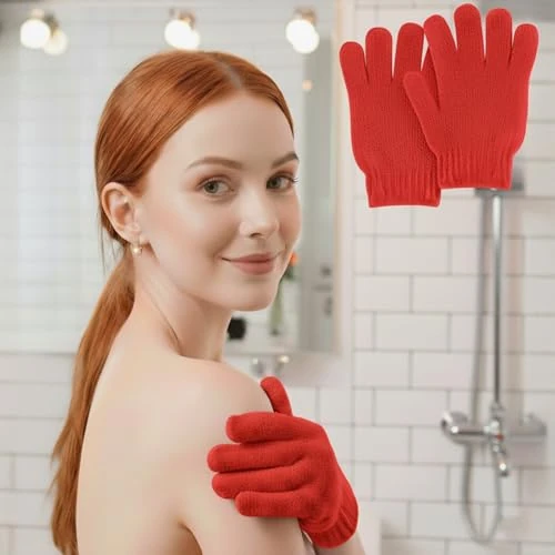 Oferta limitada: Guante exfoliante para ducha, exfoliante corporal, guantes de ducha para frotar la piel muerta, para mujeres y hombres, baño, spa, Rojo 3, talla única de 6.45 € a 6.45 € (ahorro 0.00%)
