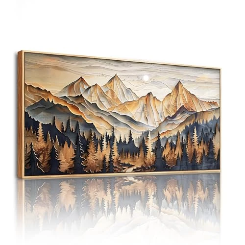 Offerta a tempo: SERIMINO Quadro Moderno Vintage Montagna Foresta con Cornice 73x146 cm - 0.00% da 169.99 € a 169.99 €