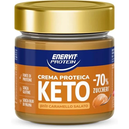 Offerta a tempo: Enervit Protein Cream Keto Caramello Salato, -70% di Zuccheri, Crema Proteica Spalmabile Per una Colazione Golosa e Saziante, Senza Glutine, Barattolo da 180g - 28% da 8.20 € a 5.90 €