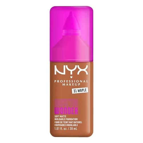 Offerta a tempo: NYX Professional Makeup Fondotinta Soft Matte, Coprenza Modulabile, Tenuta Fino a 24H, Formula Arricchita con Acido Ialuronico, Guaranà e Vitamina C, Make Em Wonder Foundation, Maple, 30 ml - 15% da 14.95 € a 12.73 €