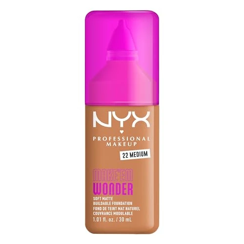 Limited-time offer: NYX Professional Makeup Foundation Make 'EM Wonder Shade: 22 Medium | Up to 24 Hour Soft Matte Foundation, Undetectable Finish, Waterproof, Sweat and Transfer Resistant, Undetectable Finish from 13.99 £ to 6.72 £ (save 51.97%)