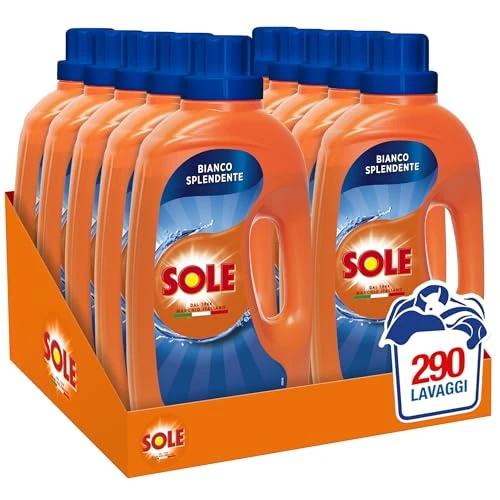 Offerta a tempo: Sole Detersivo Lavatrice Liquido Bianco Splendente 290 Lavaggi, Formula Igienizzante, 10 Confezioni da 29 Lavaggi - 0% da 29.99 € a 29.99 €