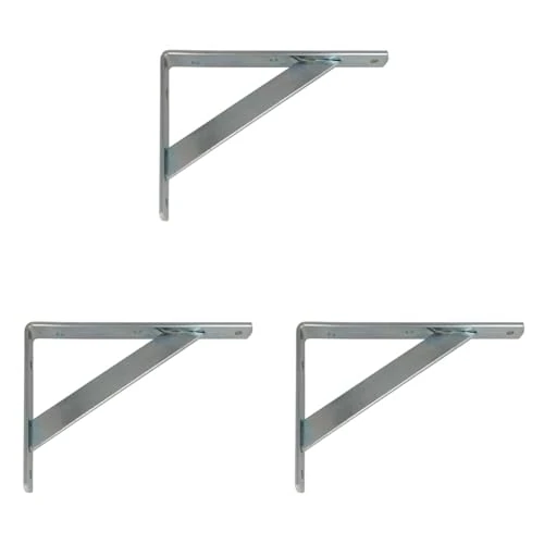 Amig - Staffa per mensole a muro | Supporti per Mensole | Reggimensola | Staffe per mensole in Acciaio | Supporto Scaffale | Colore: Zincato | Dimensioni: 300 x 225 | Peso max: 260 kg