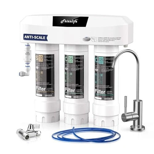 Tijdelijke aanbieding: Frizzlife Waterfiltersysteem onder de gootsteen met kraan van geborsteld nikkel SP99-NEW, NSF/ANSI 42 & 53 gecertificeerd, 3 stappen waterfiltratie, 0,5 micron vermindert lood, chloor, chlooramine van 139.99 € naar 139.99 € (0.00% k
