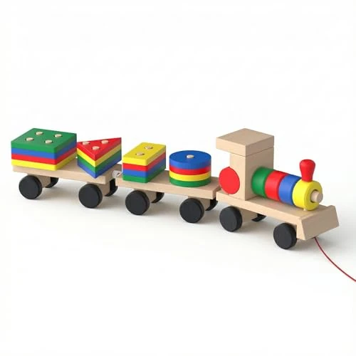 Offerta a tempo: COSYLAND Giochi Montessori 1 Anno - Giochi Legno Bambini 1 Anno, Set di Blocchi da Costruzione a Forma di Trenino, 4 Colori e 5 Forme, Regalo Educativo per la Motricità Fine - 47% da 9.99 € a 5.29 €