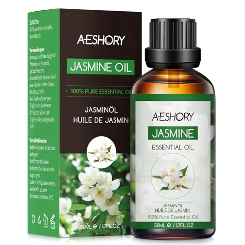 Oferta ograniczona: Aeshory Olejek Eteryczny Z Jaśminu 50 ml, Czysty Naturalny Olejek Jaśminowy Do Dyfuzora, Aromaterapii, Snu, Relaksu, Pielęgnacji Skóry, Wyrobu Perfum I Świec, Odświeżania Powietrza z 29.99 PLN na 29.99 PLN (zniżka 0%)