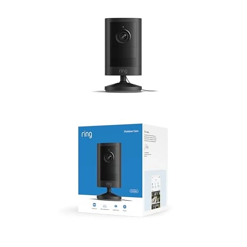 Offerta a tempo: Ring Outdoor Camera 2K, Videocamera per esterni, Alimentazione plug-in (ultimo modello), Facile installazione fai-da-te, Video grandangolare Retinal 2K, Zoom avanzato 6x e visione notturna, nero - 50% da 99.99 € a 49.99 €