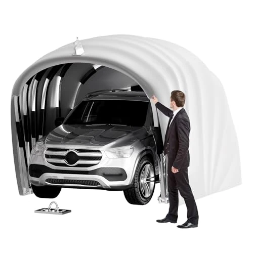Limited-time offer: ACLFF Retractable Garage, Temporary Carport, Portable Car Garage Shelter, All Weather Proof, 6000D Heavyweight Oxford Cloth, Lockable for Sedans, Motorcycle, Yard from 969.99 £ to 969.99 £ (save 0.00%)