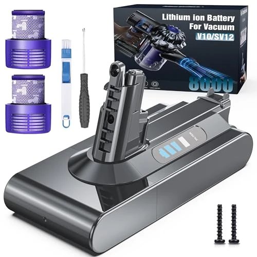 Zeitlich begrenztes Angebot: Morpilot 8000mAh Akku für Dyson V10 SV12, Ersatzakku für Absolute Animal Motorhead Fluffy Extra Cyclone Akku-Staubsauger mit 2 Filtern von 55.99 € auf 55.99 € (0.00% Rabatt)