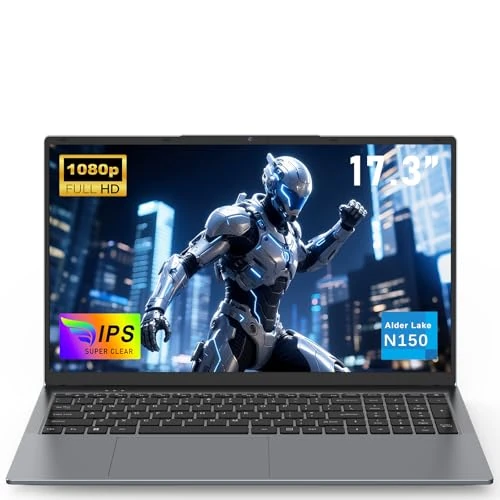 Offerta a tempo: NAIKLULU 17.3 Pollici Computer Portatile Processor N150(1.2 a 3.6Ghz), RAM 16GB SSD 1TB PC Portatile Laptop 2026 Notebook, 1920x1080P/Tastiera Completa Retroilluminata/6000Mah - 62% da 1299.99 € a 499.99 €