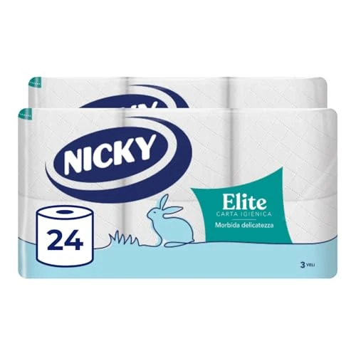 Offerta a tempo: Nicky Elite, 24 Rotoli di Carta Igienica a 3 Veli - 35% da 19.98 € a 12.98 €