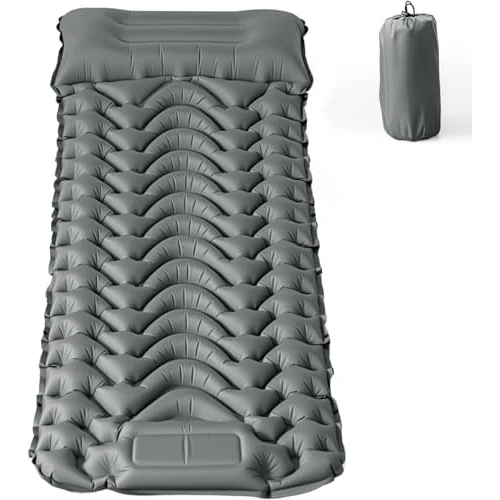 Offerta a tempo: RUMBALUXY Materassino Campeggio con Pompa a Pedale, Autogonfiabile Materasso Gonfiabile, Compatto Cuscino da Campeggio Leggero, Grigio, 193x68x8cm Singolo (Spessore 8cm) - 37% da 29.99 € a 18.99 €