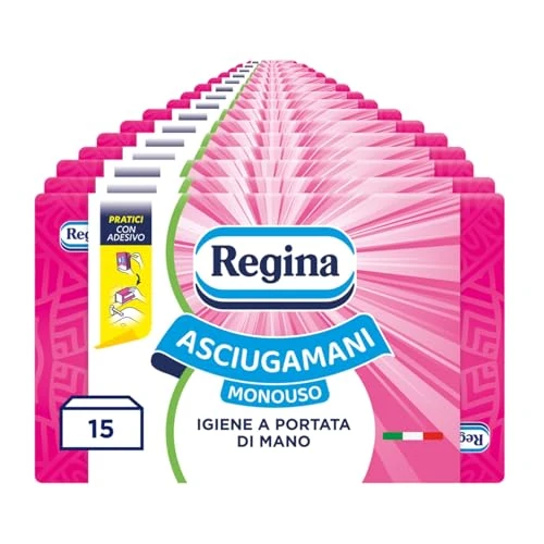 Regina Asciugamani Monouso – 15 Confezioni da 100 Servizi ciascuna, Asciugamani Usa e Getta Pratici ed Igienici, 100% Cellulosa FSC, Biodegradabili, Confezione Dispenser