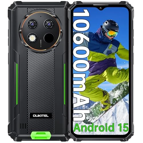 OUKITEL G1S Telephone Incassable 2026-8GO+128GO,10600mAh Telephone Portable Incassable Android 15,6.52 Pouce Telephone Portable Pas Cher 4G,13MP Caméra,Fingerprint/Face ID/GPS/NFC/2Ans Garantie,Vert