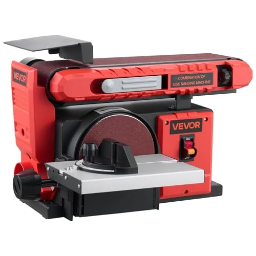 Offerta a tempo: VEVOR Levigatrice a Disco da 152,4 mm Levigatrice a Nastro 101,6 x 914,4 mm da 400 W con Piano di Lavoro Regolabile 0 a 45° Porta di Raccolta Polvere per Lavorazione del Legno, Fai da te - 0.00% da 118.90 € a 118.90 €