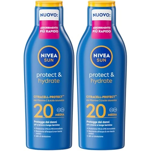 Oferta limitada: Nivea Sun Protect & Hydrate Leche solar hidratante FP20, protección media, 200 ml (Paquete de 2) de 27.88 € a 27.88 € (ahorro 0.00%)