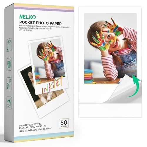 Tijdelijke aanbieding: Nelko Premium Fotopapier, 52,3 x 90 mm (2,06" x 3,54"), 50er-Packung, Original PP01 Pocket-Fotopapier, selbstklebend, kompatibel mit dem Nelko PP01 Fotodrucker, leicht abziehbar, weiß van 15.99 € naar 15.99 € (0.00% korting)