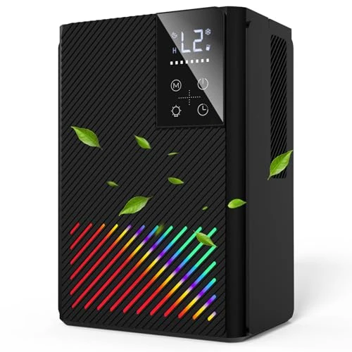 Oferta limitada: Deshumidificador 2500ML, Deshumidificadores de Humedad con Pantalla LED y Luces de 7 Colores, Apagado y Descongelación Automático, Temporizador, Deshumidificador Silencioso para Baño, Dormitorio de 69.99 € a 69.99 € (ahorro 0.0%)