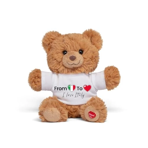 Trudi Niedźwiedź Marlon T-SHIRT WŁOCHY | Włoska koszulka miejska pluszowa pluszowa zabawka pamiątkowa gadżet podróżny | 32 x 30 x 20 cm rozmiar M | pamiątka | model 15029