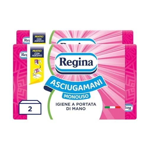 Regina Asciugamani Monouso – 2 Confezioni da 100 Servizi ognuna, Asciugamani Usa e Getta Pratici ed Igienici, 100% Cellulosa FSC, Biodegradabili, Confezione Dispenser