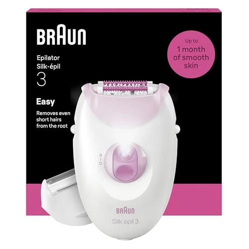 Offerta a tempo: Braun Silk Epil 3 Epilatore Elettrico Donna Con Filo, Rasoio Elettrico Donna, Rimozione Facile Dei Peli, Pelle Liscia A Lungo, Include Testina Rasoio E Pettine Regolatore, 3-031, Rosa - 8% da 49.99 € a 45.99 €