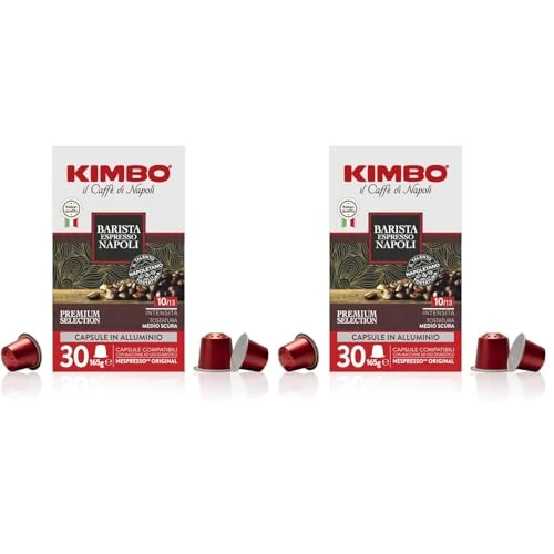 Kimbo Capsule Compatibili Nespresso* Original in Alluminio - 30 Capsule - Barista Espresso Napoli (Confezione da 2)