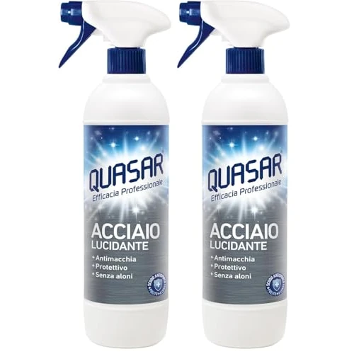 Quasar - Acciaio Lucidante - Antimacchia, Protettivo e Senza Aloni - 680 ml (Confezione da 2)