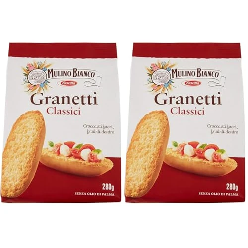Mulino Bianco Crostini Granetti Classici, Snack Salato per la Merenda - 280 g (Confezione da 2)