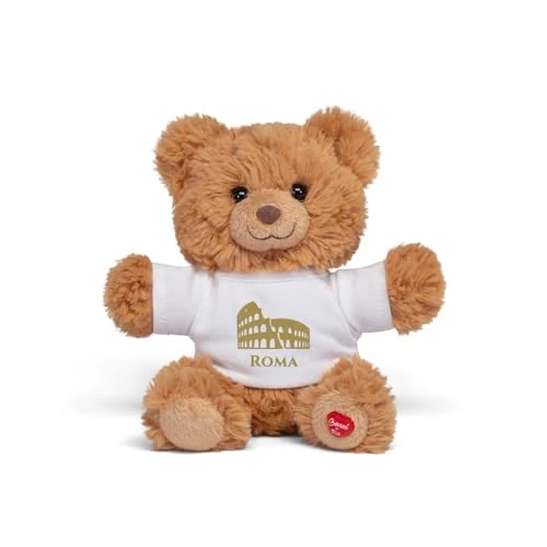 Trudi Bear Marlon T-Shirt Roma | Peluche con Camiseta Ciudad Italiana, Regalo Recuerdo Gadget Viajes | 14x16x8 cm Talla XS | Souvenir | Modelo 15033