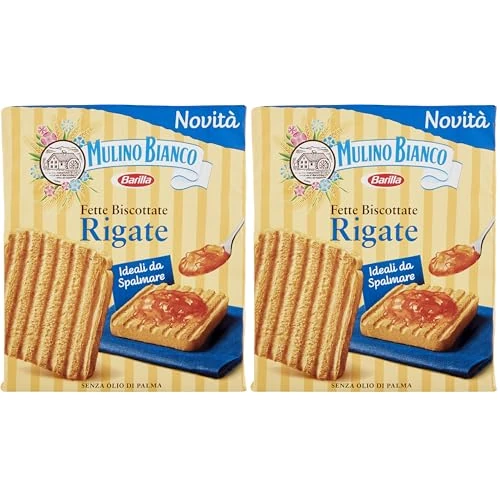 Mulino Bianco Fette Biscottate Rigate, Senza Olio di Palma, Ideali da Spalmare, 315 g (Confezione da 2)