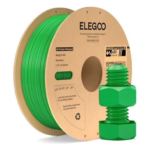 Offerta a tempo: ELEGOO Filamento ABS 1,75 mm per Stampante 3D, Elevata Tenacità e Resistenza agli Urti, Resistente al Calore e all'Acqua, Qualità Industriale per Stampanti FDM, Bobina da 1 kg, Verde - 37% da 30.00 € a 18.99 €
