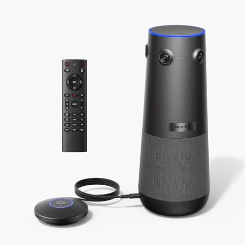 NEARITY 360 Alien Cámara de Videoconferencias 4K con Micrófono, Webcam 8MP, 3 Modos IA, 6 Micrófonos con Cancelación de Ruido, Encuadre Automático, para PC/Portátil/Pizarra Interactiva