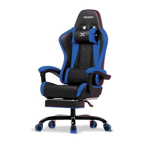 Offerta a tempo: Avilia Poltrona Gaming Reclinabile in Pelle, Sedia Ergonomica da Ufficio e Scrivania con Poggiapiedi Retrattile, Cuscino Lombare e Poggiatesta, Schienale 90-135°, 114-124 cm, 5 Ruote 360°, 150 kg - 10% da 89.90 € a 81.13 €