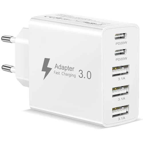 Zeitlich begrenztes Angebot: USB C Ladegerät Mehrfach, 50W 5-Ports Mehrfach Netzteil USB C Schnellladegerät mit 2 USB-C und 3 USB-A, Ladestecker USBC Stecker für iPhone 17 16 15 14 13 12 11 Pro Max,Samsung Galaxy S26 S25 S24 S23 von 8.99 € auf 8.99 € (0.0
