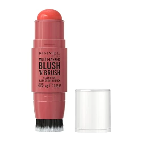 Limited-time offer: Rimmel Multi Tasker Blush'N'Brush, Dual-Ended Blush Stick with Built-in Brush, Cream-to-Powder Formula for a Smooth, Weightless Finish, Coral Dust, 8g from 10.99 £ to 4.99 £ (save 55%)