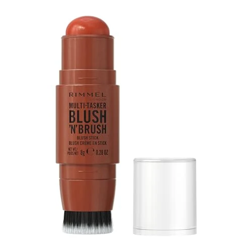 Offerta a tempo: Rimmel London Multi-Tasker Blush'N'Brush Stick, colore modulabile, resistente all'acqua, pennello integrato, scorre facilmente, 8g, 300 NEARLY SUEDE - 21% da 9.90 € a 7.80 €