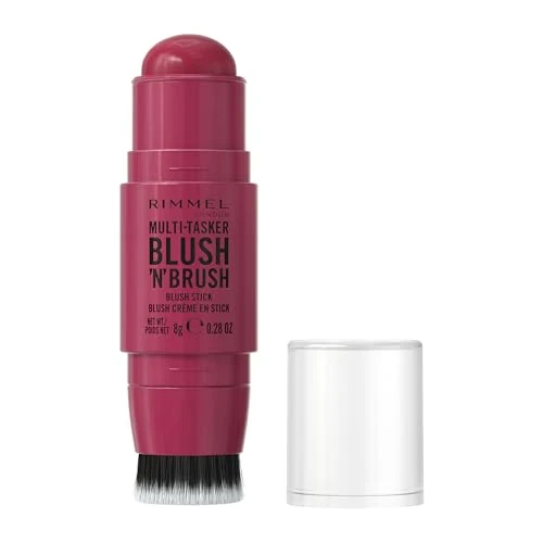 Offerta a tempo: Rimmel London Multi-Tasker Blush'N'Brush Stick, colore modulabile, resistente all'acqua, pennello integrato, scorre facilmente, 8g, 200 FUSHIA GLAM - 34% da 9.90 € a 6.56 €