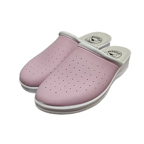 fratelliditalia.org Zapatillas sanitarias mujer suela zuecos antideslizantes Sabot piel suave varios colores, Rosa, 39 EU