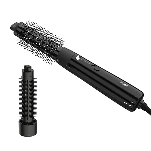 Braun Air Styler AS1.5, compatta, spazzola termica modellante e spazzola a setole rigide, 300W, 3 impostazioni di calore/velocità, Nero lucido, BRAS150E