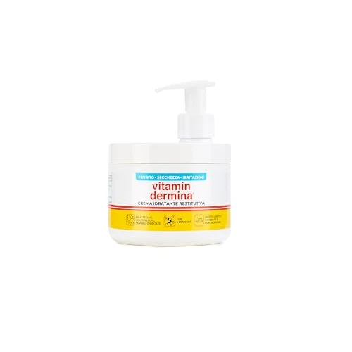 VITAMINDERMINA Crema Idratante Restitutiva 400 ml – Pelle Secca, Sensibile, a tendenza atopica – Con 5 Ceramidi, Vitamin Complex®, Acido Ialuronico – Lenitiva ed Emolliente. Neonati, bambini, adulti